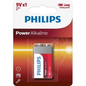 Батарейка Philips Power Alkaline 6LR61 BLI 1 UA